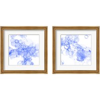 Framed 'Bubble Square Blue 2 Piece Framed Art Print Set' border=