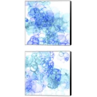 Framed 'Bubble Square Aqua & Blue 2 Piece Canvas Print Set' border=