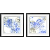Framed 'Bubble Square Blue & Grey 2 Piece Framed Art Print Set' border=