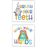 Framed 'Bathroom Gnomes 2 Piece Canvas Print Set' border=