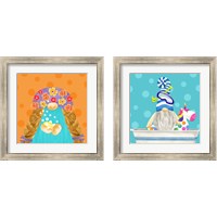 Framed 'Bathroom Gnomes 2 Piece Framed Art Print Set' border=