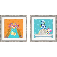 Framed 'Bathroom Gnomes 2 Piece Framed Art Print Set' border=