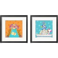 Framed 'Bathroom Gnomes 2 Piece Framed Art Print Set' border=