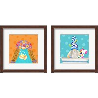 Framed 'Bathroom Gnomes 2 Piece Framed Art Print Set' border=