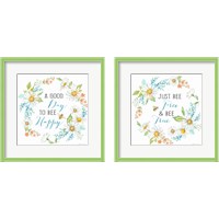 Framed 'Daisy Days 2 Piece Framed Art Print Set' border=