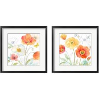 Framed 'Happy Poppies 2 Piece Framed Art Print Set' border=