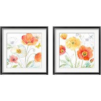 Framed 'Happy Poppies 2 Piece Framed Art Print Set' border=