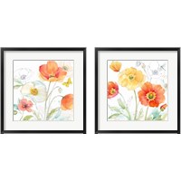 Framed 'Happy Poppies 2 Piece Framed Art Print Set' border=