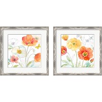 Framed 'Happy Poppies 2 Piece Framed Art Print Set' border=