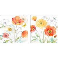 Framed 'Happy Poppies 2 Piece Art Print Set' border=