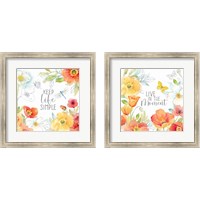 Framed 'Happy Poppies 2 Piece Framed Art Print Set' border=