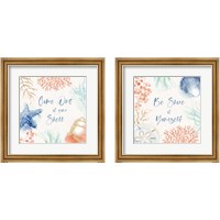 Framed 'Seaside  2 Piece Framed Art Print Set' border=