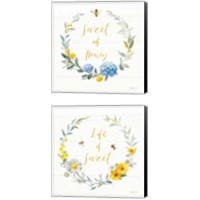 Framed 'Bees and Blooms 2 Piece Canvas Print Set' border=