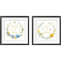 Framed 'Bees and Blooms 2 Piece Framed Art Print Set' border=