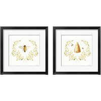 Framed 'Bees and Blooms 2 Piece Framed Art Print Set' border=