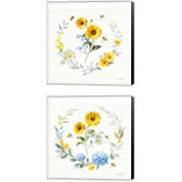 Framed Bees and Blooms Flowers 2 Piece Canvas Print Set