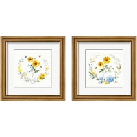 Framed 'Bees and Blooms Flowers 2 Piece Framed Art Print Set' border=