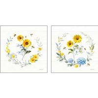 Framed Bees and Blooms Flowers 2 Piece Art Print Set