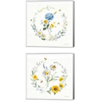 Framed 'Bees and Blooms Flowers 2 Piece Canvas Print Set' border=