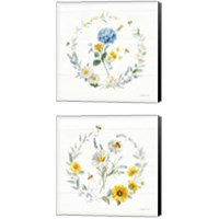 Framed Bees and Blooms Flowers 2 Piece Canvas Print Set