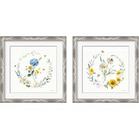 Framed 'Bees and Blooms Flowers 2 Piece Framed Art Print Set' border=