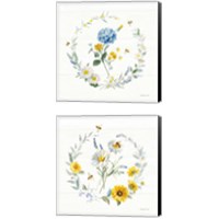 Framed 'Bees and Blooms Flowers 2 Piece Canvas Print Set' border=