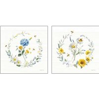 Framed 'Bees and Blooms Flowers 2 Piece Art Print Set' border=