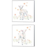 Framed 'Spring Lambs 2 Piece Canvas Print Set' border=