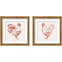 Framed 'Cottage Rooster Red 2 Piece Framed Art Print Set' border=