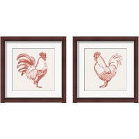 Framed Cottage Rooster Red 2 Piece Framed Art Print Set