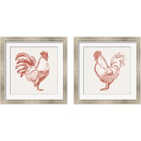 Framed Cottage Rooster Red 2 Piece Framed Art Print Set