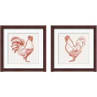 Framed 'Cottage Rooster Red 2 Piece Framed Art Print Set' border=