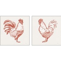 Framed 'Cottage Rooster Red 2 Piece Art Print Set' border=