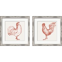 Framed 'Cottage Rooster Red 2 Piece Framed Art Print Set' border=