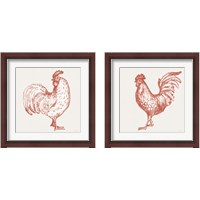 Framed Cottage Rooster Red 2 Piece Framed Art Print Set