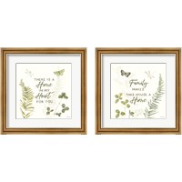 Framed 'Green Fields  2 Piece Framed Art Print Set' border=