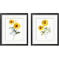 Framed 'Bees and Blooms Flowers 2 Piece Framed Art Print Set' border=