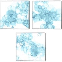 Framed 'Bubble Square Aqua 3 Piece Canvas Print Set' border=