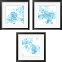 Framed Bubble Square Aqua 3 Piece Framed Art Print Set