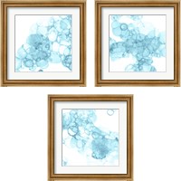 Framed 'Bubble Square Aqua 3 Piece Framed Art Print Set' border=