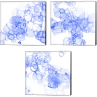 Framed 'Bubble Square Blue 3 Piece Canvas Print Set' border=