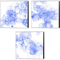 Framed 'Bubble Square Blue 3 Piece Canvas Print Set' border=