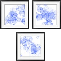 Framed 'Bubble Square Blue 3 Piece Framed Art Print Set' border=