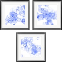 Framed 'Bubble Square Blue 3 Piece Framed Art Print Set' border=