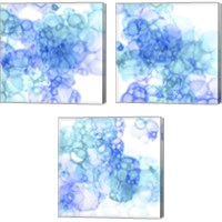 Framed 'Bubble Square Aqua & Blue 3 Piece Canvas Print Set' border=