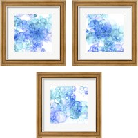 Framed Bubble Square Aqua & Blue 3 Piece Framed Art Print Set