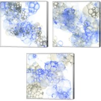 Framed 'Bubble Square Blue & Grey 3 Piece Canvas Print Set' border=