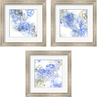 Framed 'Bubble Square Blue & Grey 3 Piece Framed Art Print Set' border=