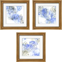 Framed 'Bubble Square Blue & Grey 3 Piece Framed Art Print Set' border=