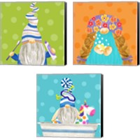 Framed 'Bathroom Gnomes 3 Piece Canvas Print Set' border=